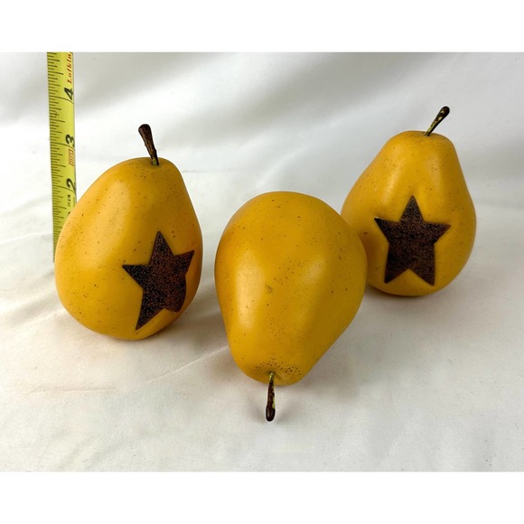 Decorative Pears With Stars Western Cowboy Ranch Theme Vintage Set Of 3 - Picture 4 of 5
